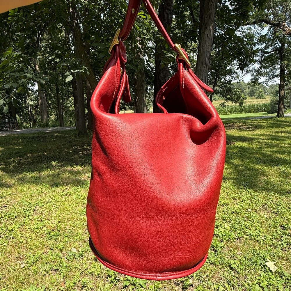 Coach Red Leather Shoulder Hobo Bag